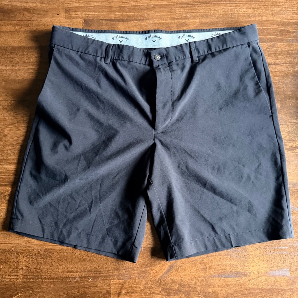 Callaway Mens Golf Shorts Navy Blue Performance Stretch Size 38 Embroidered Logo